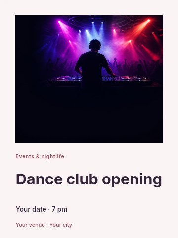 Dance club opening invitation template