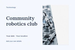 Community robotics club postcard template · Horizontal photo dialogue
