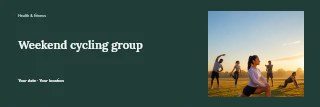 Weekend cycling group banner template · Horizontal photo dialogue