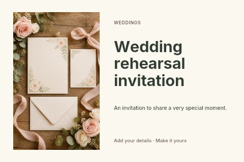 Wedding rehearsal invitation postcard template