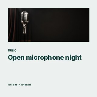 Open microphone night · Split editorial podcast cover template