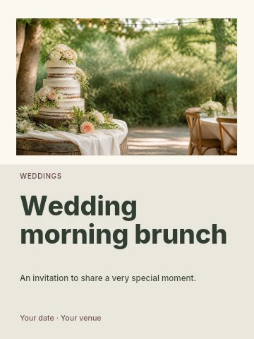 Wedding morning brunch poster template