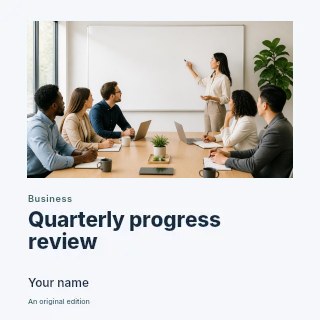 Quarterly progress review podcast cover template · Gallery editorial