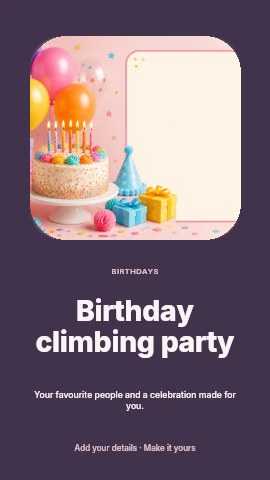Birthday climbing party instagram story template