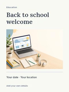 Minimalist online education workspace setup in Back to school welcome · Title & photograph