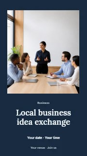 Woman presenting ideas in business meeting in Local business idea exchange instagram story · Quiet photo gallery