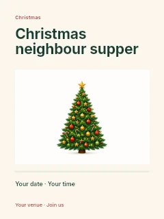 Christmas neighbour supper poster template · Title & photograph
