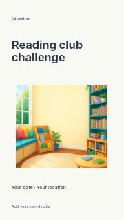 Children’s cozy reading nook with books in Reading club challenge · Modern programme