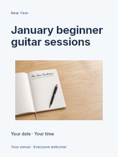 January beginner guitar sessions poster template · Modern programme