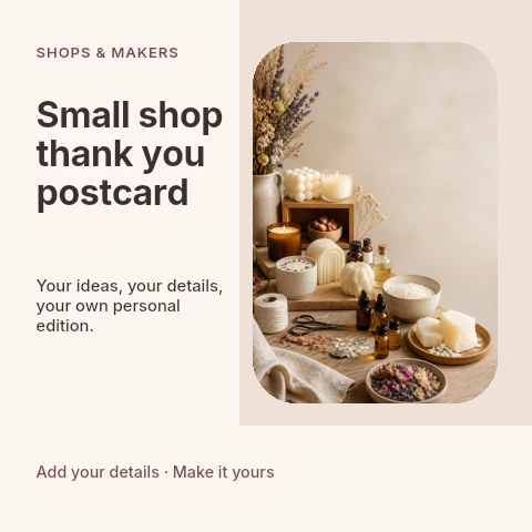 Small shop thank you postcard social media post template