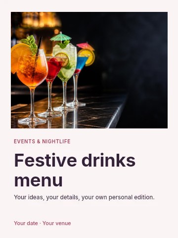 Festive drinks menu poster template