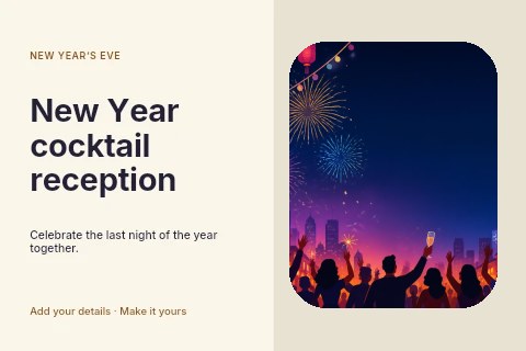 New Year cocktail reception postcard template