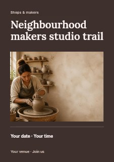 Neighbourhood makers studio trail flyer template · Title & photograph