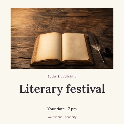 Literary festival social media post template