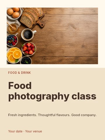 Food photography class invitation template