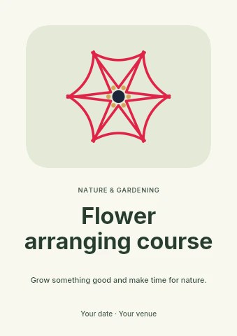 Bell flower · 6 petals and stamen centre in Flower arranging course flyer template