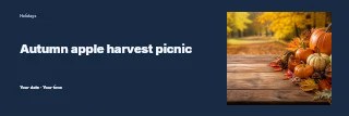 Autumn apple harvest picnic banner template · Horizontal photo dialogue