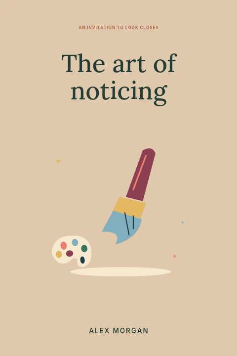 Paintbrush and an artist palette in The art of noticing · Book cover