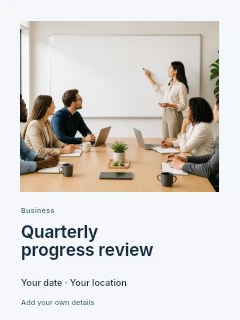 Quarterly progress review invitation template · Gallery editorial