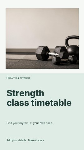 Strength class timetable instagram story template