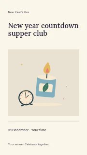 Candlelit countdown celebration in New Year countdown supper club instagram story · Title & photograph