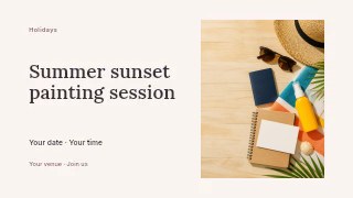 Summer sunset painting session presentation cover template · Horizontal photo dialogue