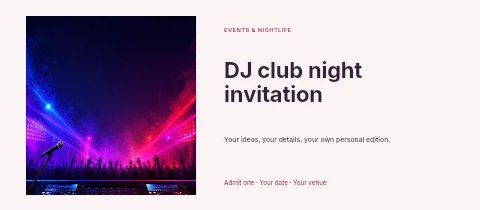 DJ club night invitation event ticket template