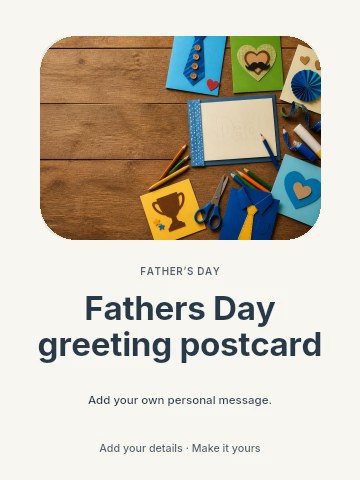Fathers Day greeting postcard greeting card template