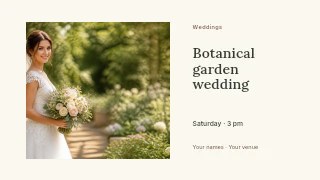 Botanical garden wedding presentation cover template · Horizontal photo dialogue