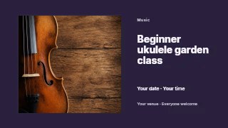 Beginner ukulele garden class presentation cover template · Horizontal photo dialogue