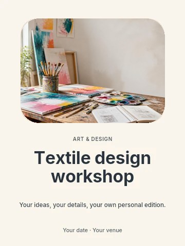 Textile design workshop poster template