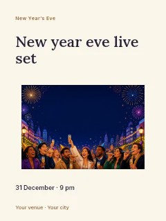 New Year Eve live set invitation template · Modern programme