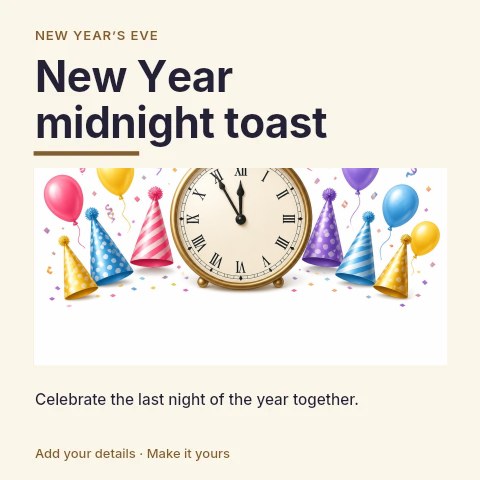 New Year midnight toast social media post template