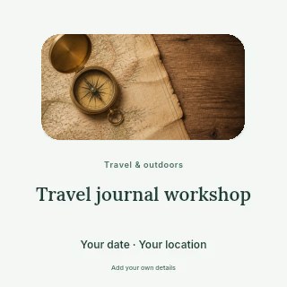 Antique compass on old map in Travel journal workshop · Picture window
