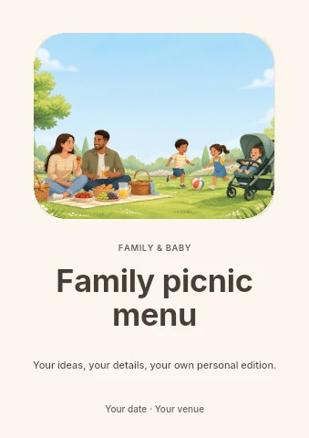 Family picnic menu flyer template