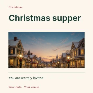 Christmas supper social media post template · Title & photograph