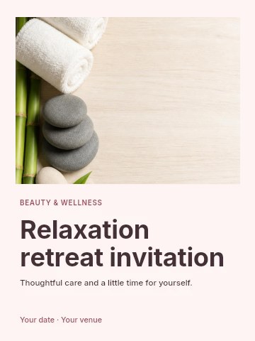 Spa elements with bamboo and stones in Relaxation retreat invitation template