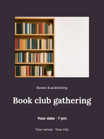 Book club gathering poster template