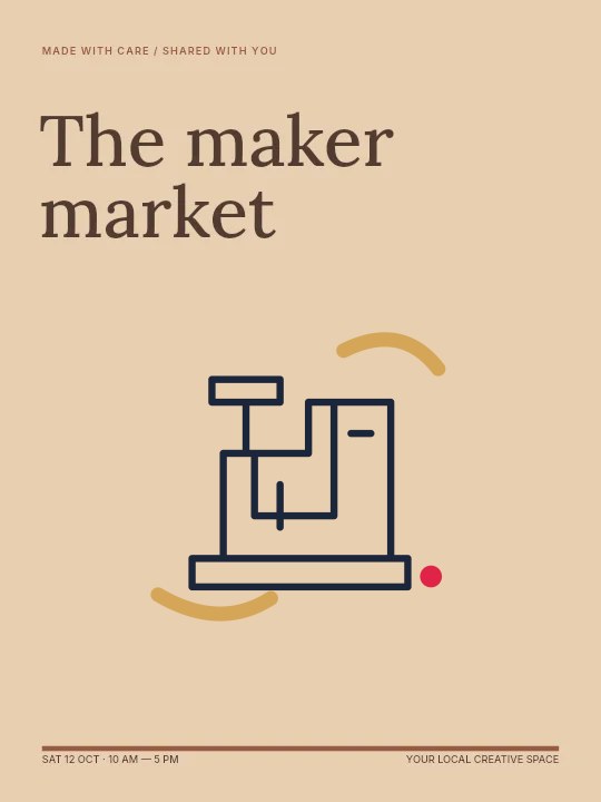 Maker sewing machine · Duotone in The maker market · Illustrated poster
