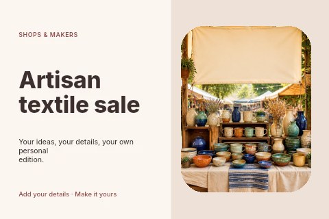 Artisan textile sale postcard template