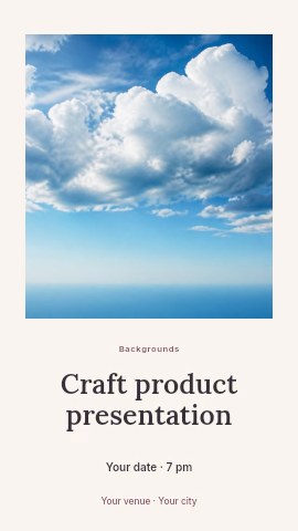 Blue sky with white fluffy clouds in Craft product presentation instagram story template