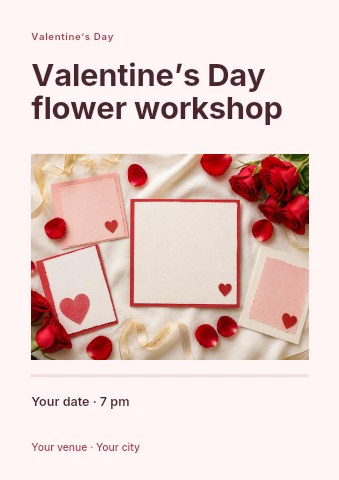 Valentine’s Day flower workshop flyer template