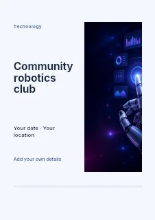 Community robotics club flyer template · Split portrait