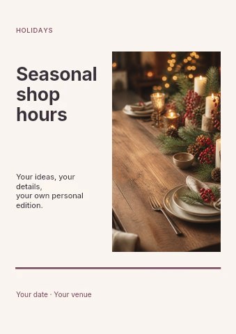Seasonal shop hours flyer template