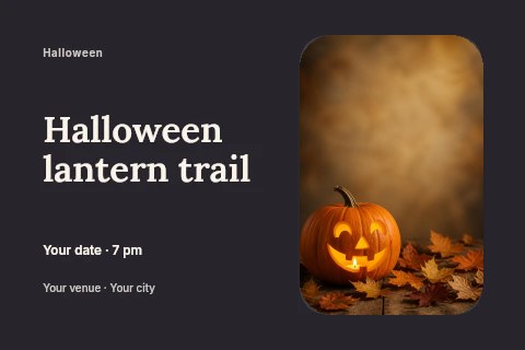 Halloween lantern trail postcard template