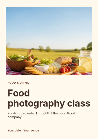 Food photography class flyer template