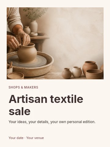 Artisan shaping pottery on wheel in Artisan textile sale poster template