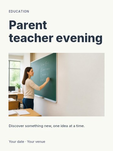 Teacher Writing Math Equations on Chalkboard in Parent teacher evening invitation template