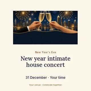 New Year intimate house concert social media post template · Picture window
