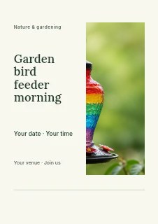 Garden bird feeder morning flyer template · Split portrait